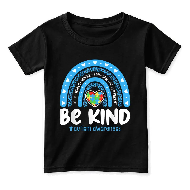 Autism Awareness Rainbow In April We Wear Blue Ribbon Autism Toddler Staple T-Shirt