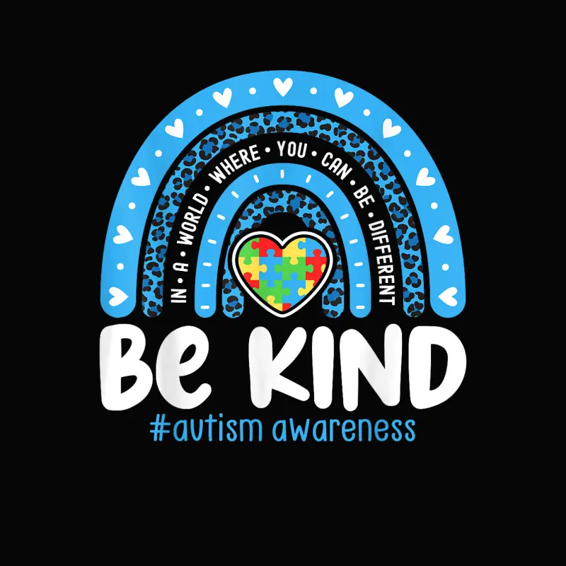 Autism Awareness Rainbow In April We Wear Blue Ribbon Autism Toddler Staple T-Shirt