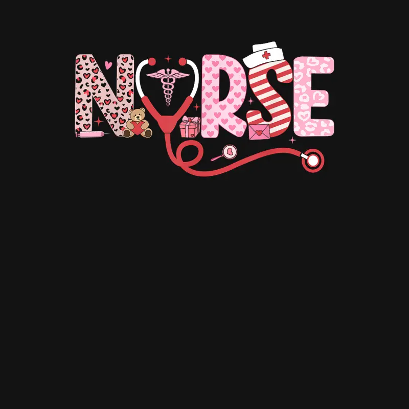 Nurse Valentine Day Shirt Nurses Stethoscope Nursing Women Youth Staple T-Shirt