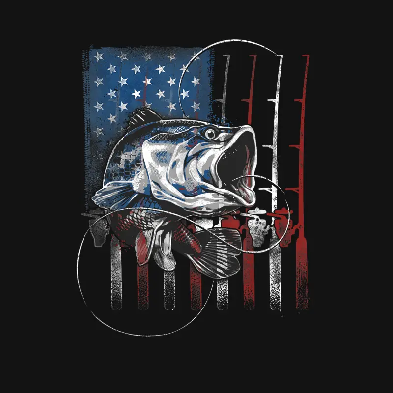 Fishing American Flag Vintage Usa Bass Fisherman Gift Youth Staple T-Shirt