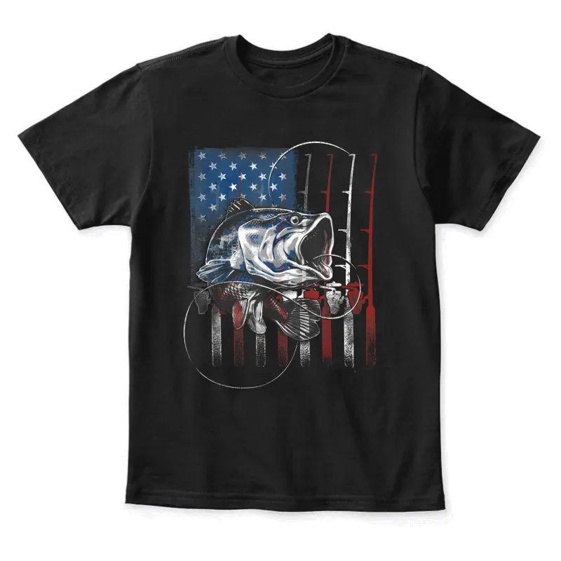 Fishing American Flag Vintage Usa Bass Fisherman Gift Youth Staple T-Shirt