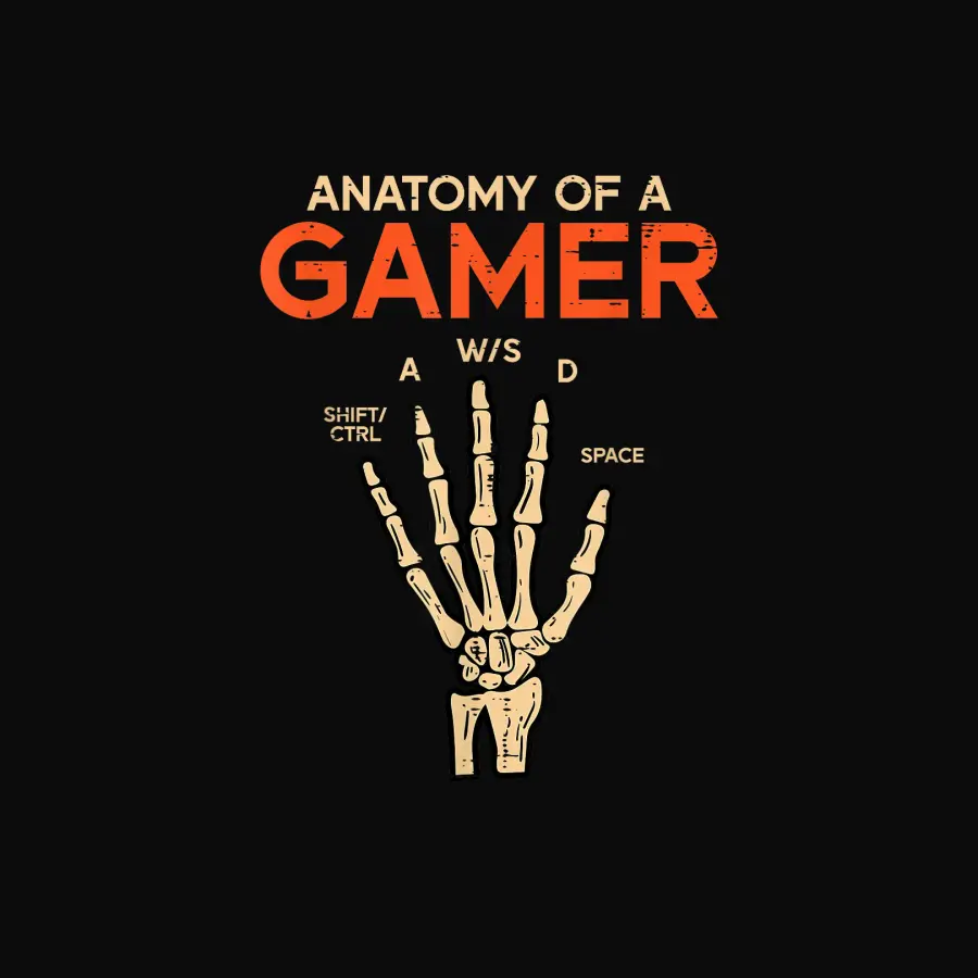 Anatomy Of A Gamer Skeleton Hand Funny Men Boys Kids Teens Unisex Staple T-Shirt