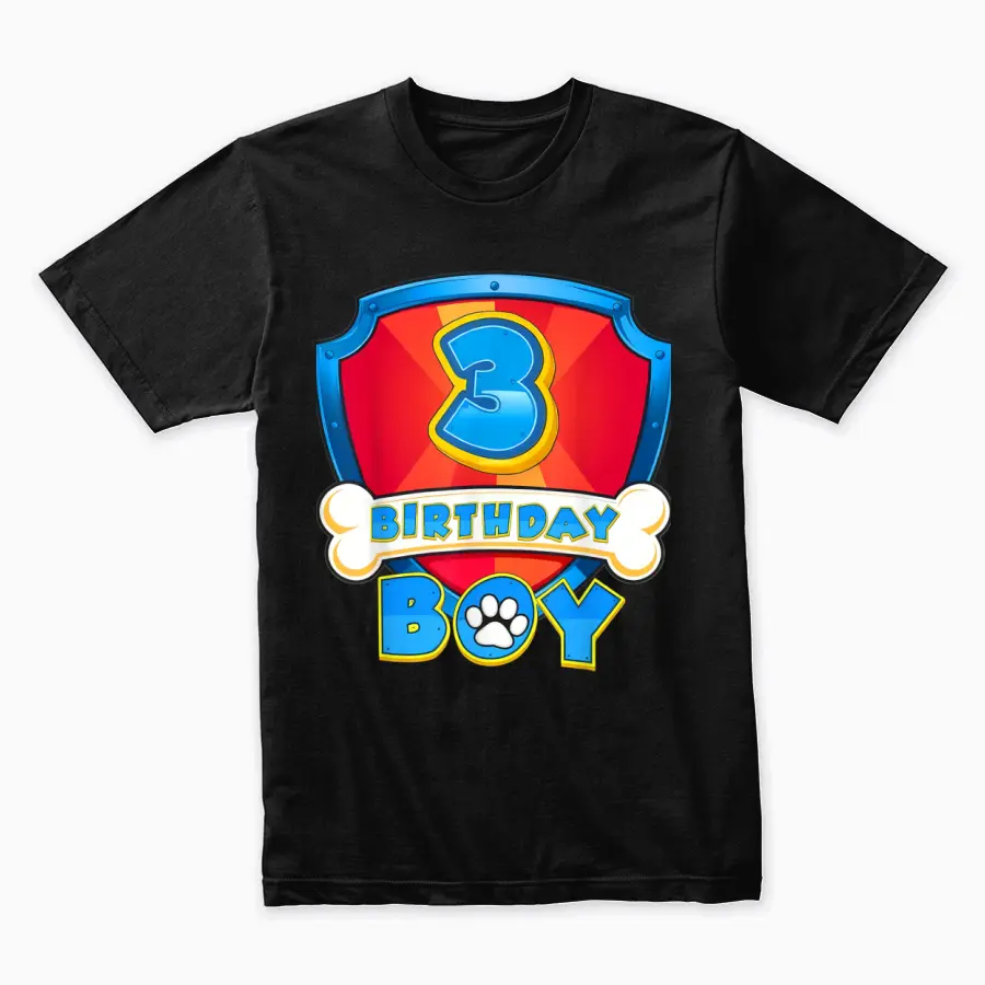 3Rd Birthday Boy Paw Patrol Family Matching Three Bday Party Unisex Staple T-Shirt