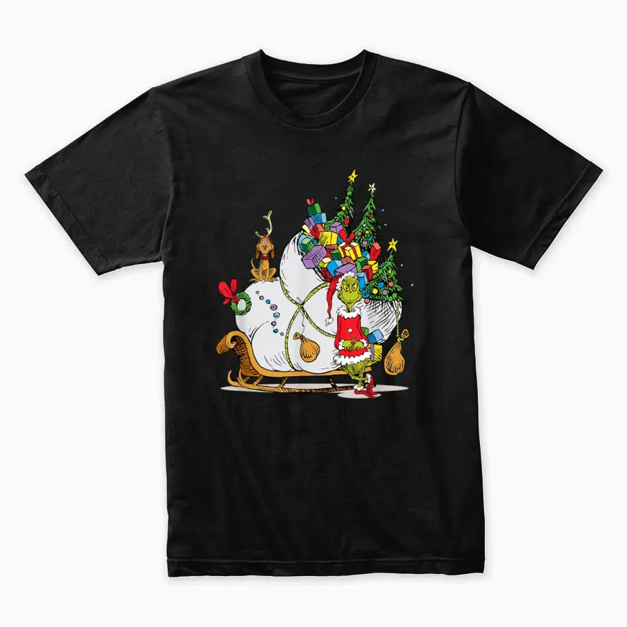 Dr. Seuss Grinch Sleigh T-Shirt Unisex Staple T-Shirt