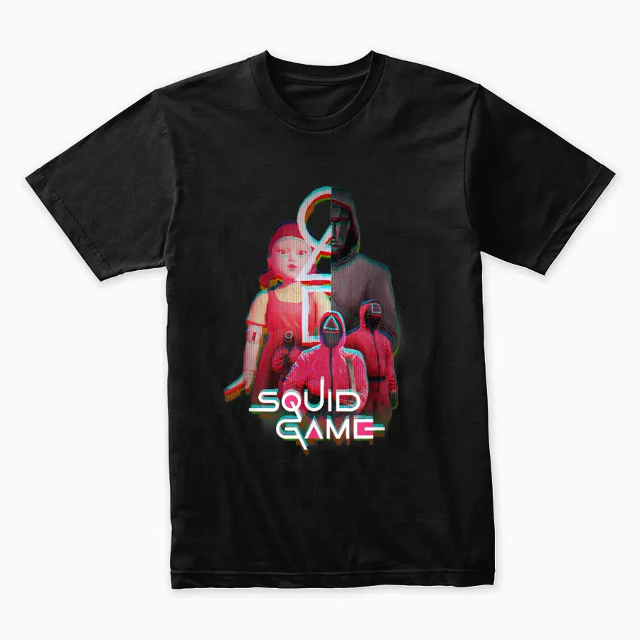 Squid Game 2 Front Man Split Face Glitch Logo Unisex Staple T-Shirt