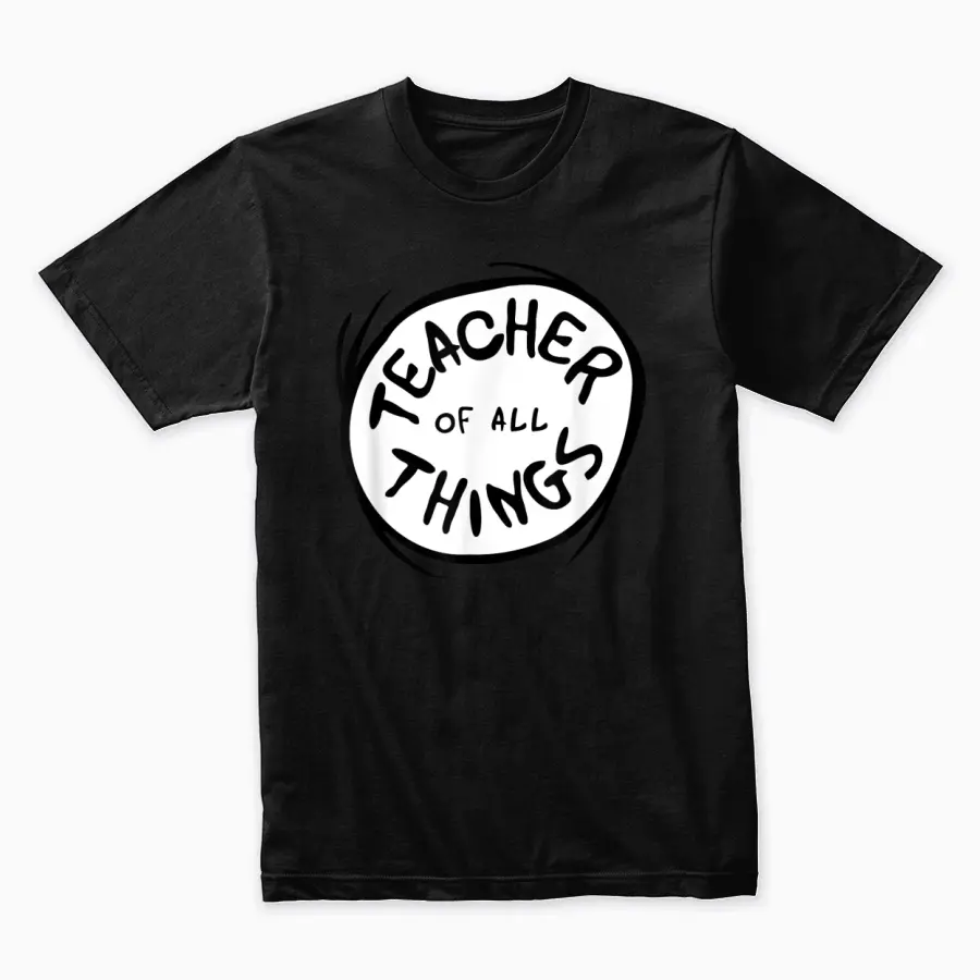 Dr. Seuss Teacher Of All Things Emblem Red Unisex Staple T-Shirt