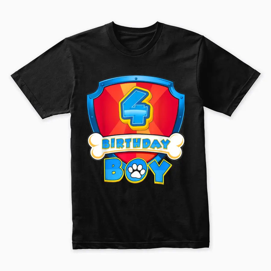 4Th Birthday Boy Paw Patrol Family Matching Four Bday Party Unisex Staple T-Shirt